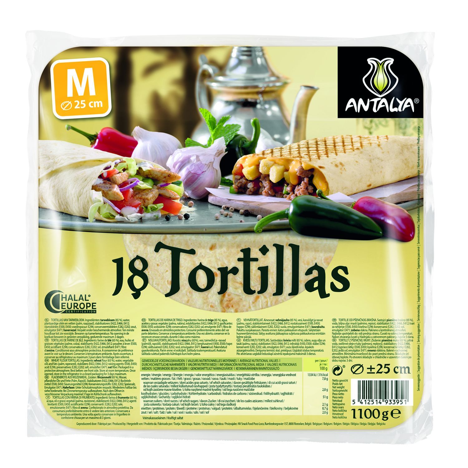 Antalya, 18 Tortillas 25 CM