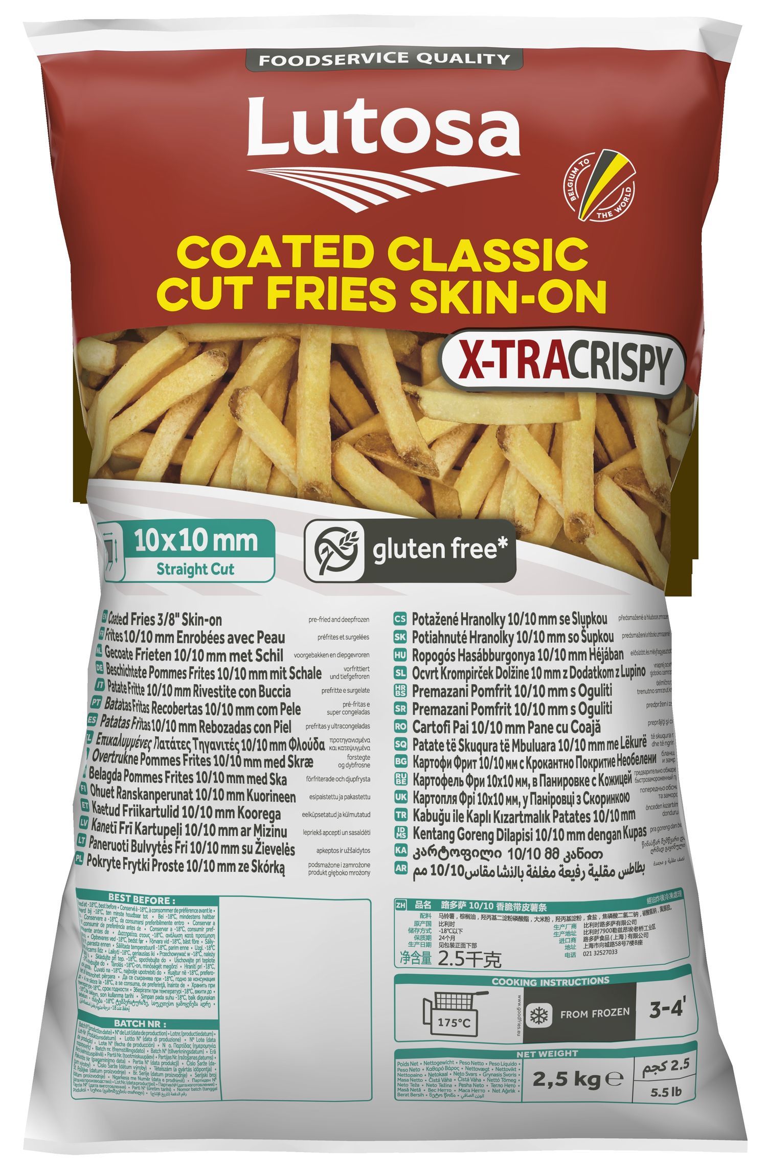 Lutosa, Coated Classic Cut Fries Skin-On 10/10 mm