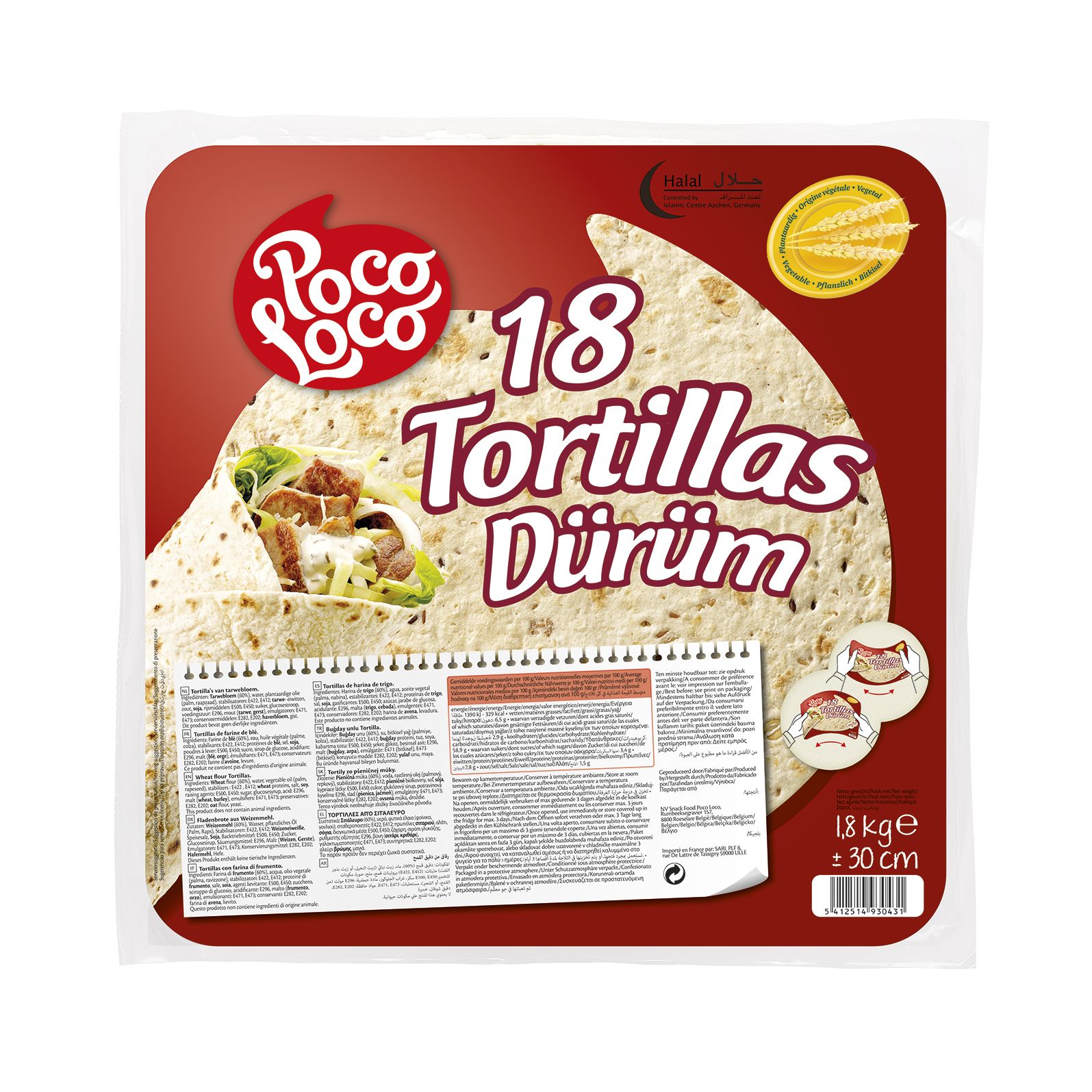Poco Loco, 18 Tortillas Dürüm 30 CM
